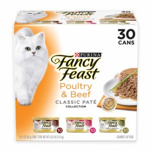 Purina Fancy Feast Classic Pate Poultry & Beef Collection Adult Wet Cat Food Variety Pack - (30) 3 oz. Cans