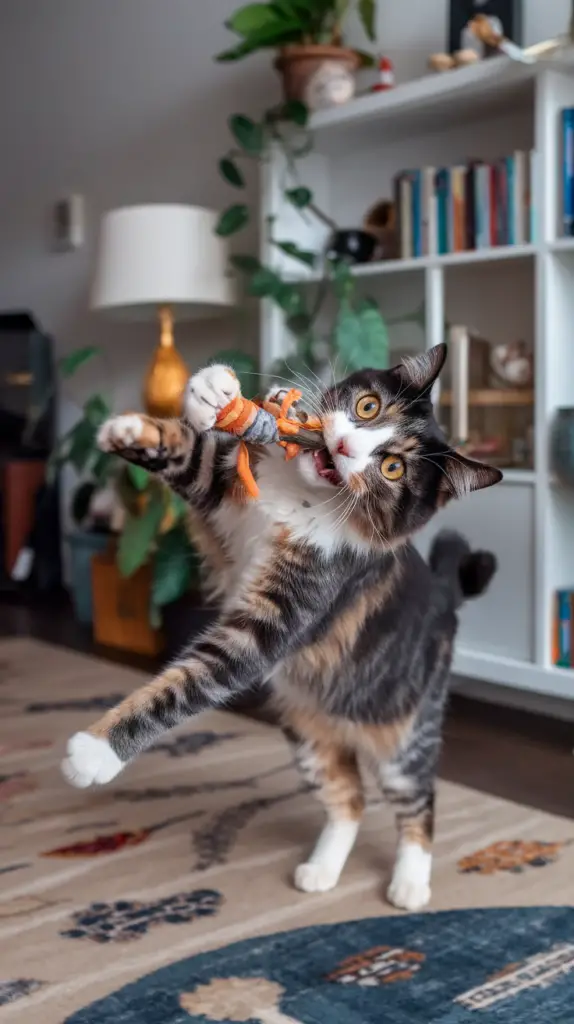 a-photo-of-a-cat-playing with a cat paw toy