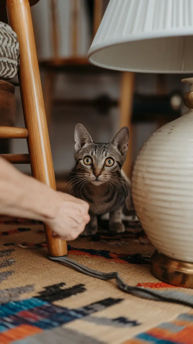 A curious cat looking at the camera, ready for a mischievous moment.