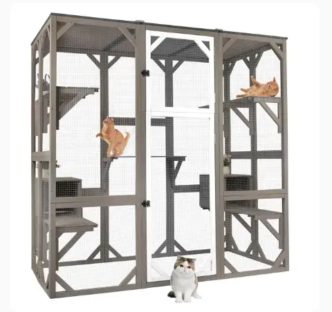 Large Wooden Weatherproof Outdoor Cat Enclosure