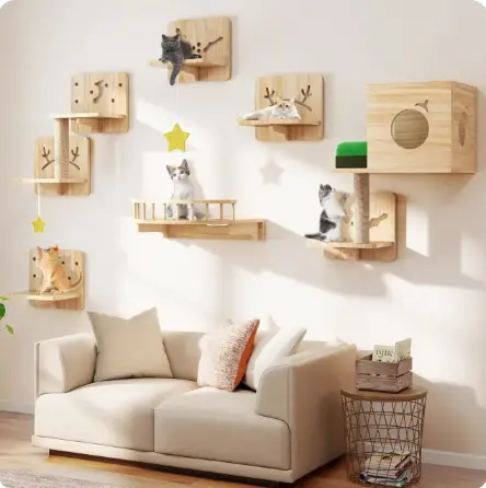Solid Wood Wall Mounted Cat Furniture