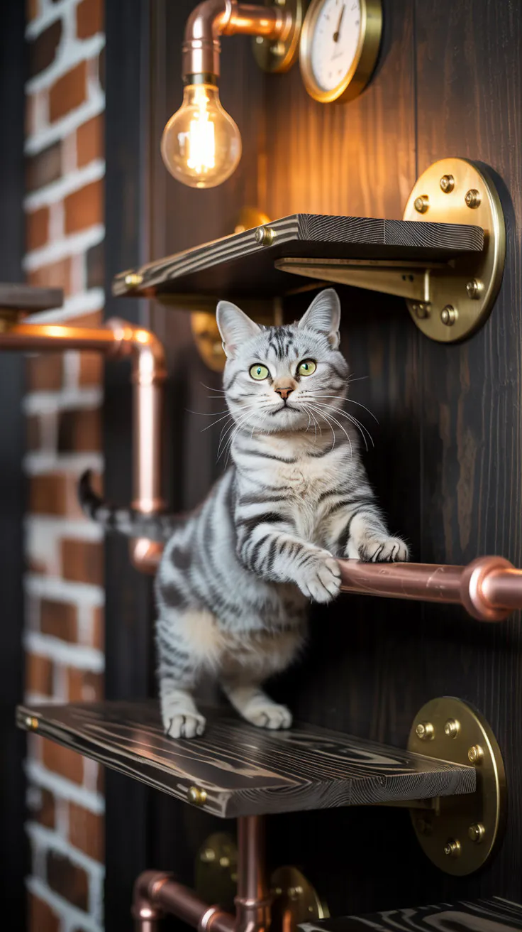 Steampunk-Inspired Cat Shelves