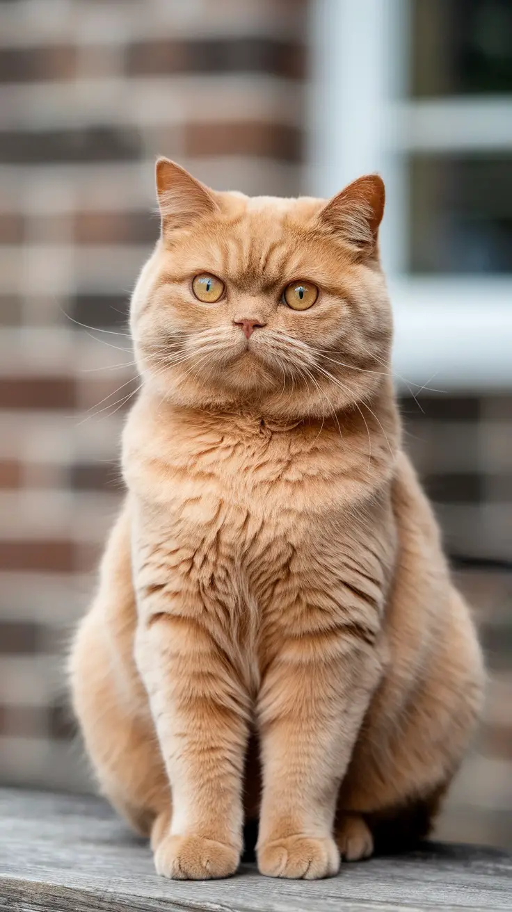 A Red British Shorthair cat sitting gracefully