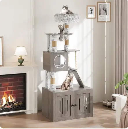 Cat Tree with Litter Box Enclosure copy