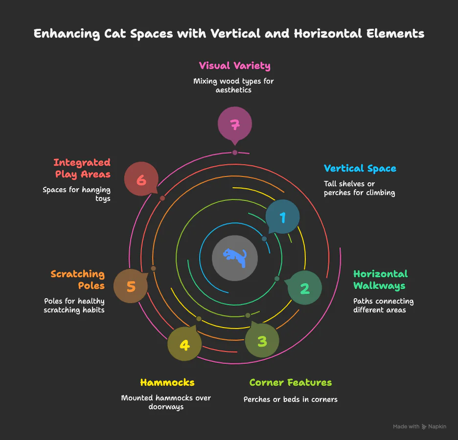 Enhancing Cat Spaces with Vertical and Horizontal Elements