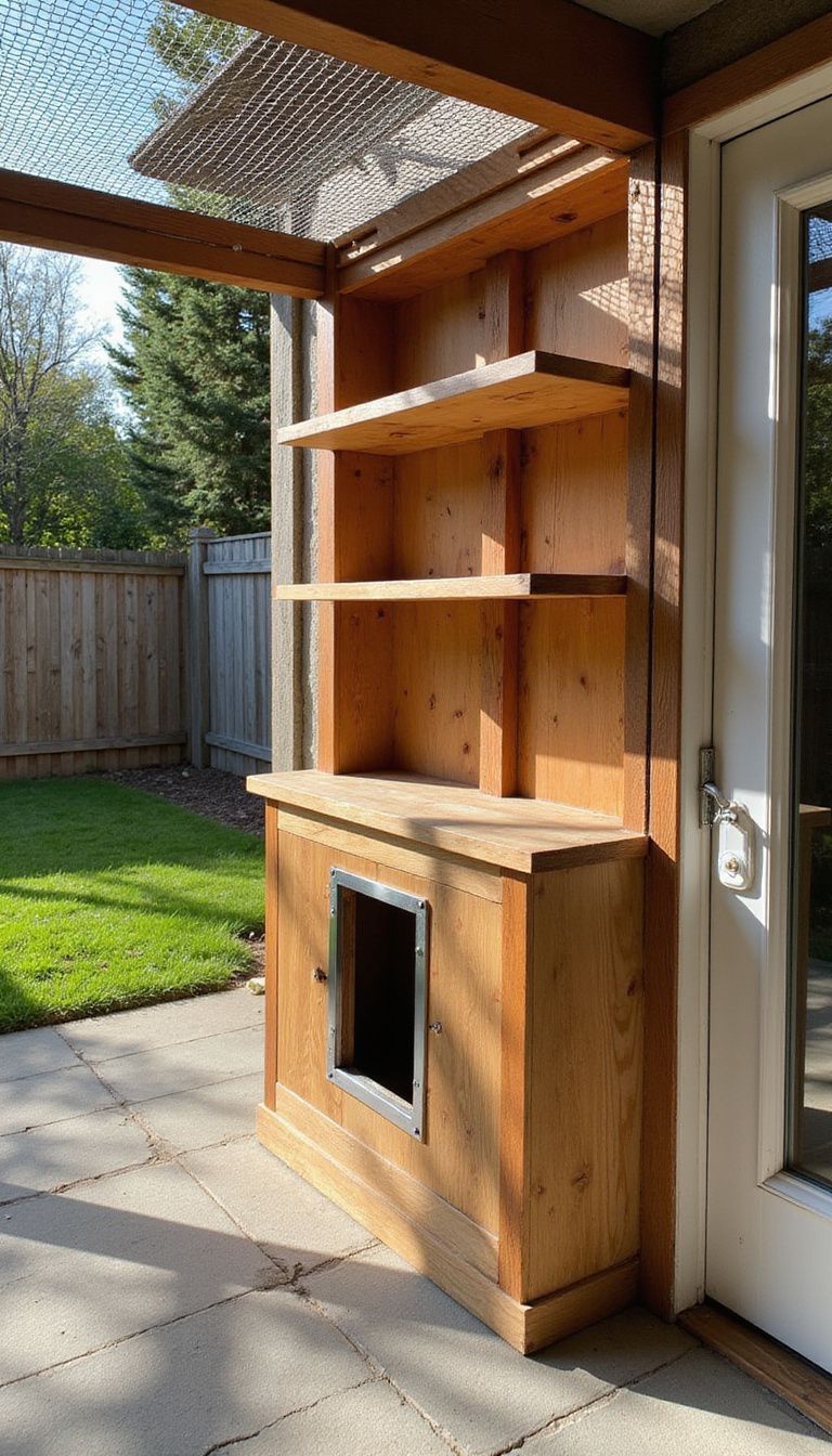 A cozy DIY catio provides a secure outdoor retreat for cats.