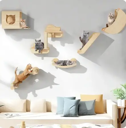 Climbing Shelves with Moon Cats House