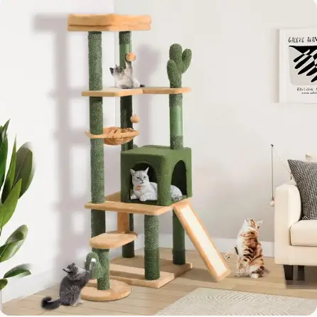 Cat Tree Tower with Self-Grooming Brush