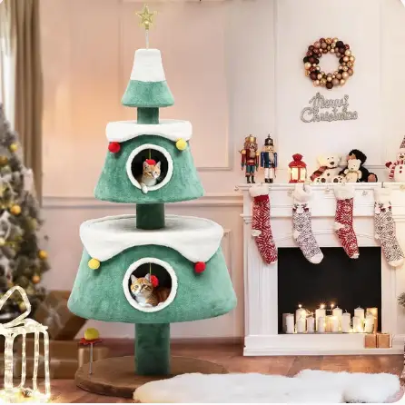 Christmas Cat Tree with Cat Teaser Toy