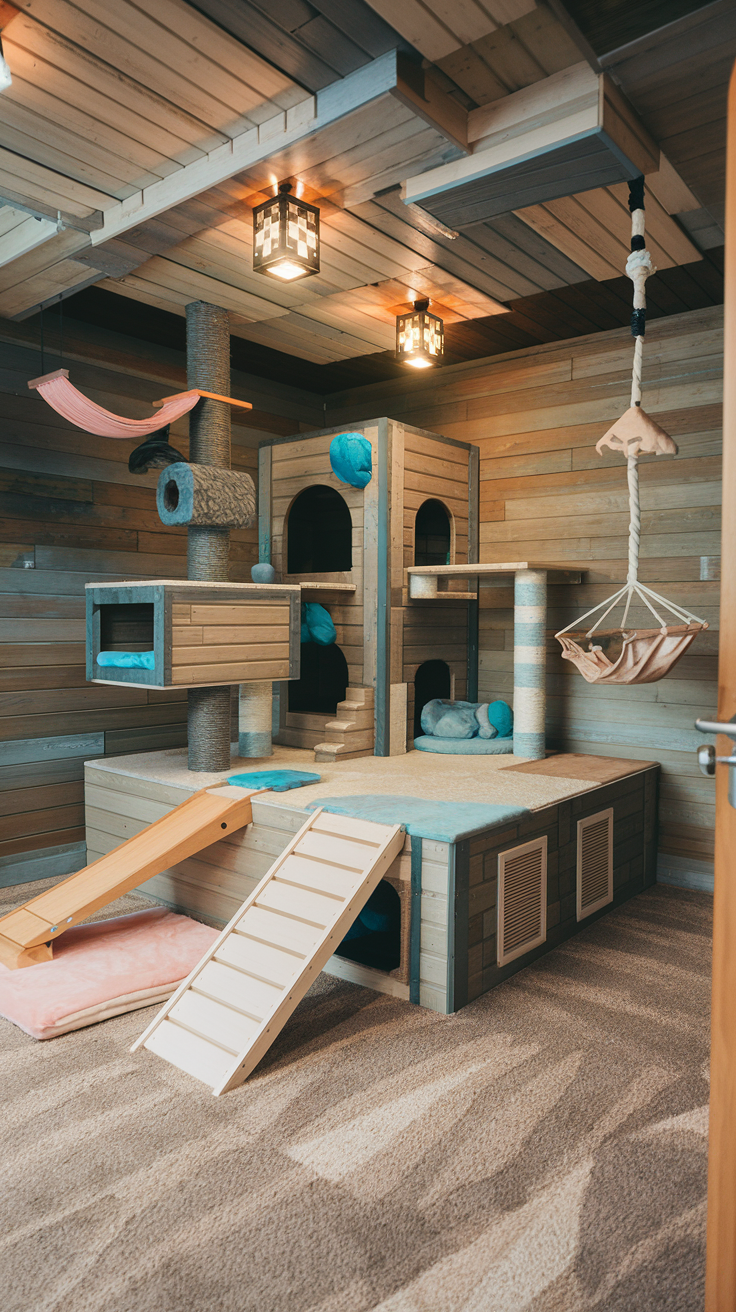 Minecraft style cat room Safety Features for Playful Cats