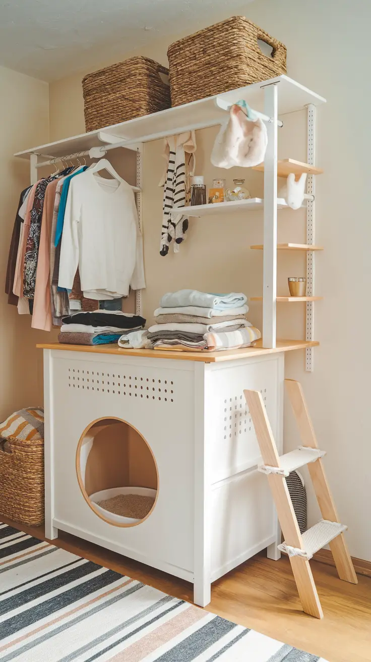 Multi-Purpose Laundry Table with Litter Box Space