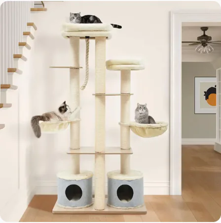 Wood Cat Tower Heavey Duty with 2 Condo for Large Cats