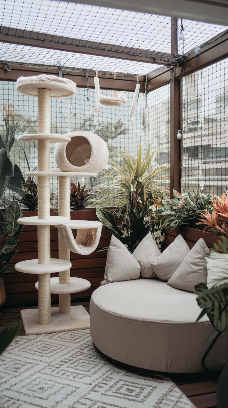 cozy balcony catio for your cat