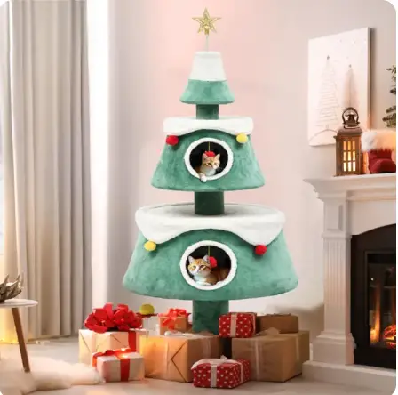 63 Christmas Cat Tree with Cat Teaser Plaything