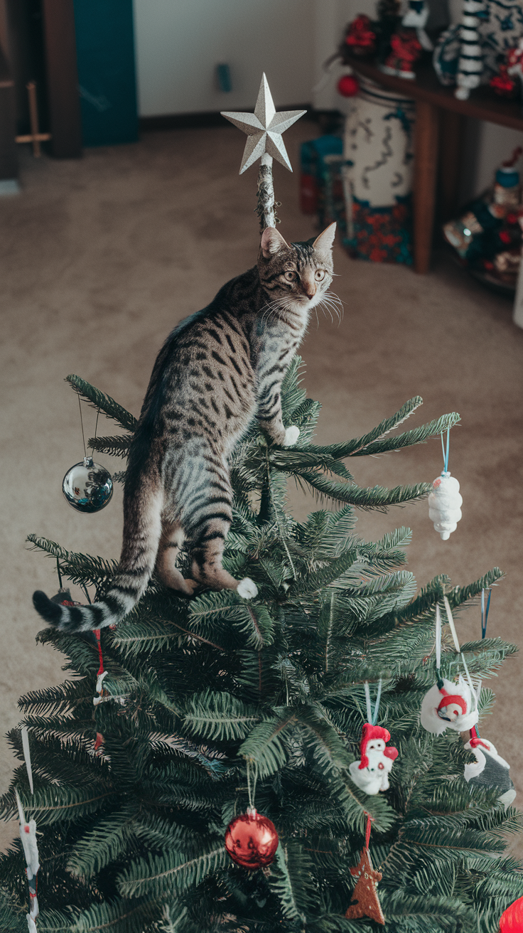 Why do cats want to climb Christmas trees