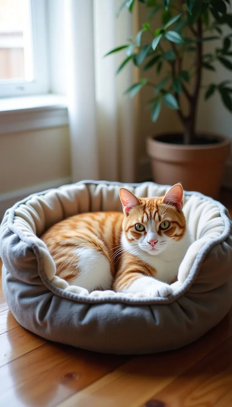 A cozy cat bed made from soft fleece and old sweaters.