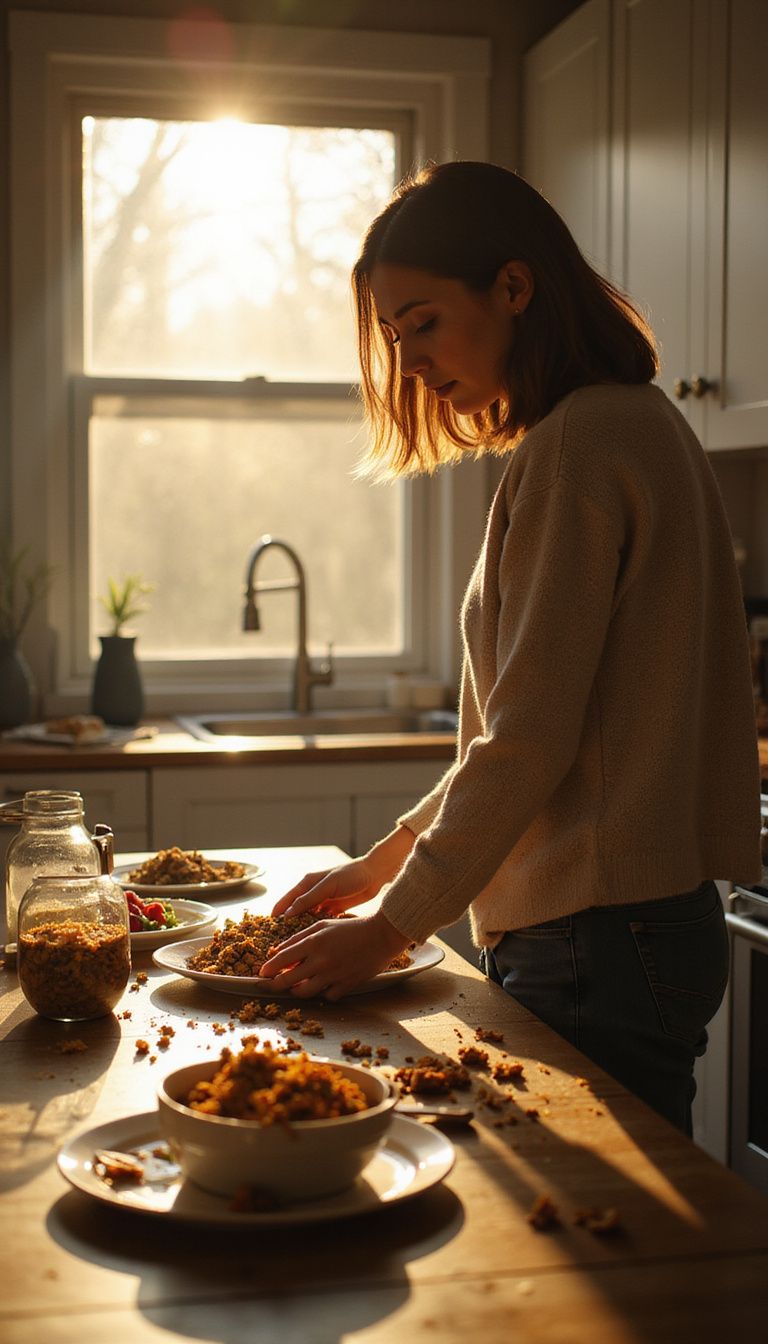 Cook assembling a fresh, colorful cat meal with care. Cook assembling a fresh, colorful cat meal with care.