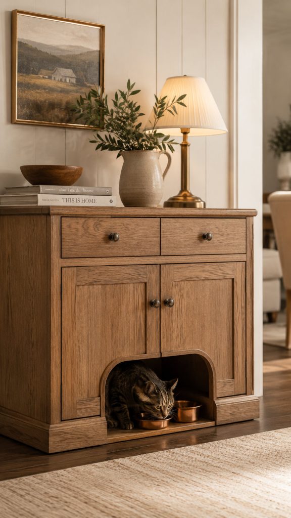 cat food station cabinet