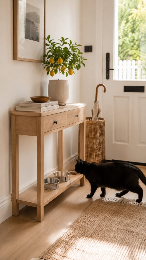 cat food station ideas for Entryway Welcome Station