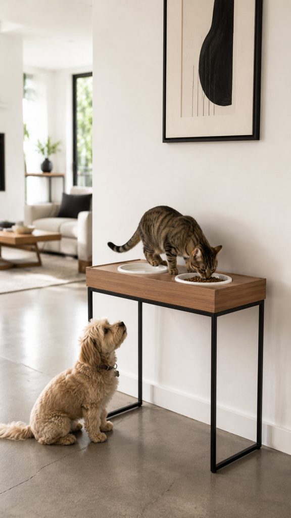 cat food station dog and small children proof diy